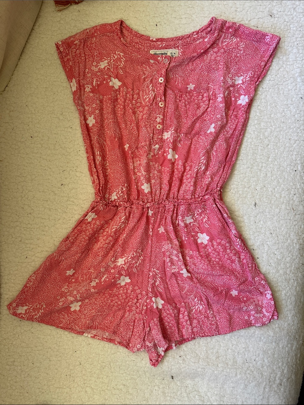 abercrombie kids Pink Floral Short-Sleeve Romper